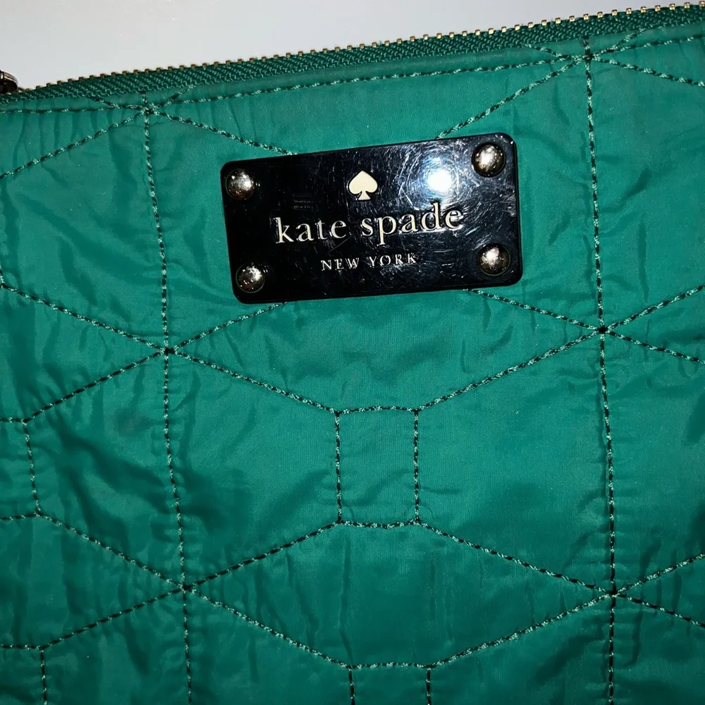kate spade Quilted Teal Nylon Crossbody with Black Strap - Picture 3 of 11